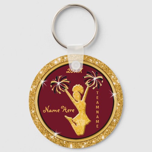 Maroon and Gold Cheap Personalized Cheer Keychains