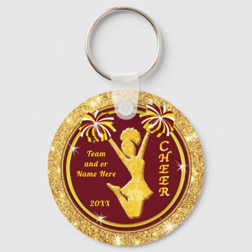 Maroon and Gold Cheerleader Gifts Cheap Cheer Keychain