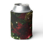 Maroon and Gold Christmas Tree I Holiday Photo Can Cooler
