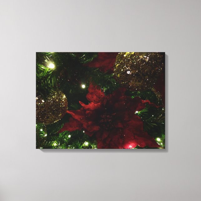 Maroon and Gold Christmas Tree I Holiday Photo Canvas Print (Front)