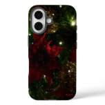 Maroon and Gold Christmas Tree I Holiday Photo iPhone 16 Case