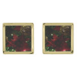 Maroon and Gold Christmas Tree I Holiday Photo Cufflinks