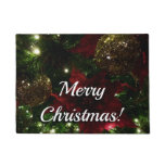 Maroon and Gold Christmas Tree I Holiday Photo Doormat