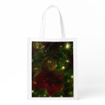 Maroon and Gold Christmas Tree I Holiday Photo Grocery Bag