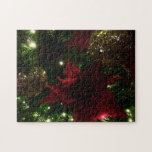 Maroon and Gold Christmas Tree I Holiday Photo Jigsaw Puzzle