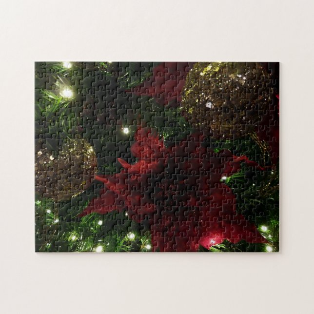 Maroon and Gold Christmas Tree I Holiday Photo Jigsaw Puzzle (Horizontal)