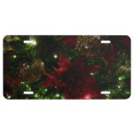 Maroon and Gold Christmas Tree I Holiday Photo License Plate