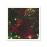 Maroon and Gold Christmas Tree I Holiday Photo Paper Napkins
