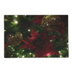 Maroon and Gold Christmas Tree I Holiday Photo Placemat