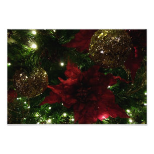 Maroon and Gold Christmas Tree I Holiday Photo Print