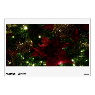 Maroon and Gold Christmas Tree I Holiday Photo Wall Decal