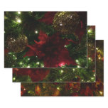 Maroon and Gold Christmas Tree I Holiday Photo Wrapping Paper Sheets
