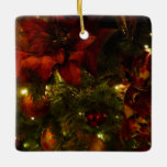 Maroon and Gold Christmas Tree II Ceramic Ornament