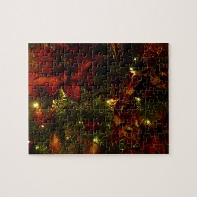 Maroon and Gold Christmas Tree II Jigsaw Puzzle (Horizontal)