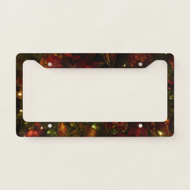 Maroon and Gold Christmas Tree II License Plate Frame (Front)