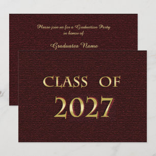 Maroon and Gold Class of 2027 Graduation Party Invitation