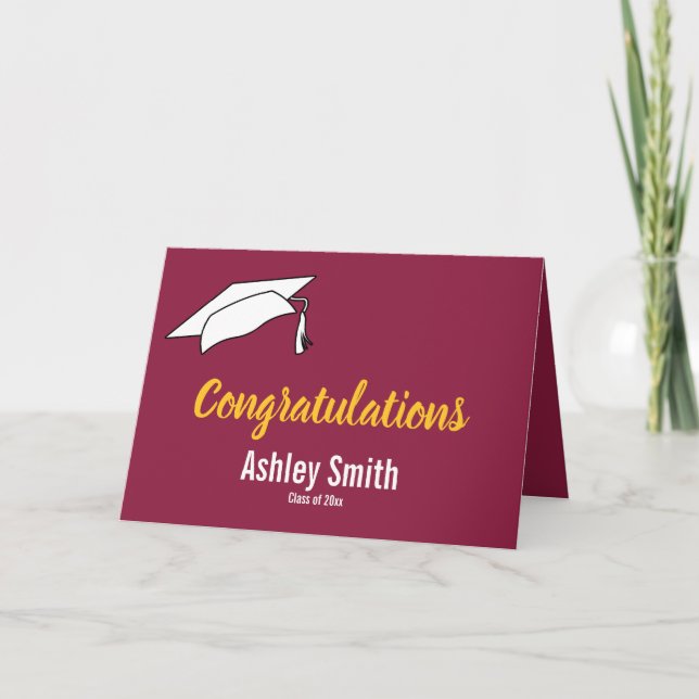 Maroon and Gold Congratulations Graduation Card (Front)