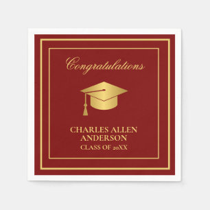 Maroon and Gold Custom Napkins