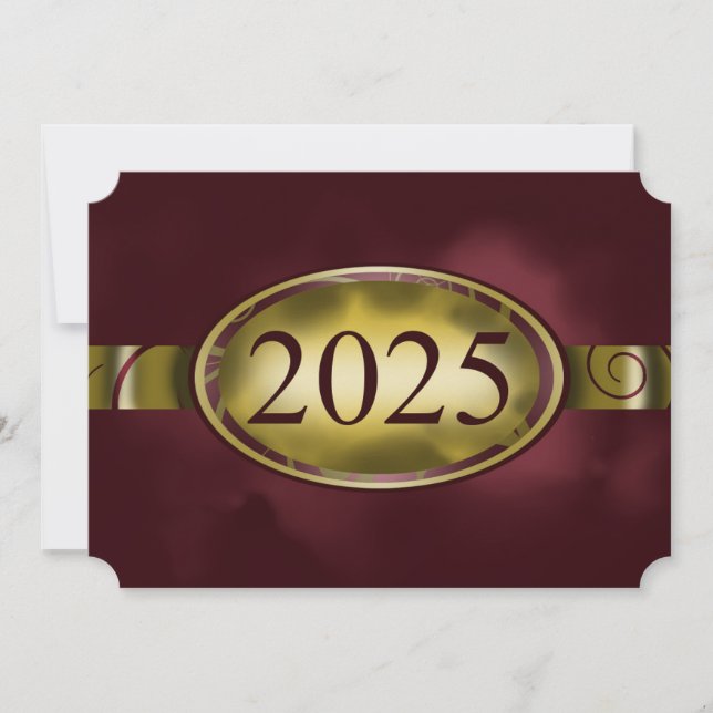 Maroon and Gold Floral Button 2025 Card (Front)
