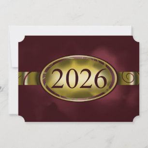Maroon and Gold Floral Button 2026 Card