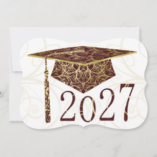 Maroon and Gold Floral Cap 2027 Card