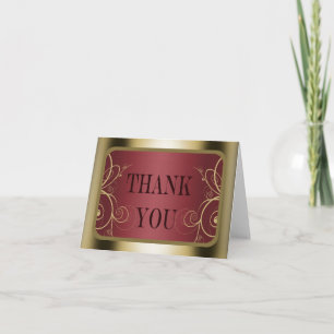 Maroon and Gold Frame Graduation Letterpress Thank You Card