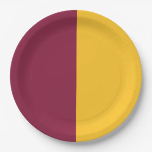 Maroon and Gold Graduation Paper Plates