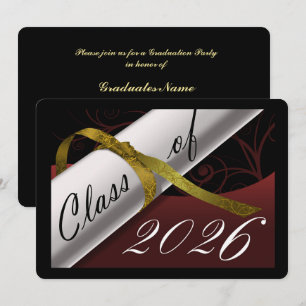 Maroon and Gold Graduation Party Invitation