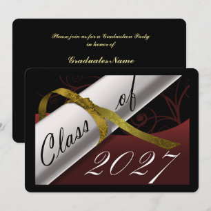 Maroon and Gold Graduation Party Invitation