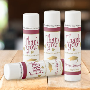 Maroon And Gold Graduation Party Thank You Favor Lip Balm