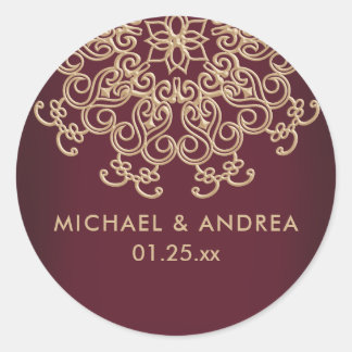 MAROON AND GOLD INDIAN INSPIRED LABEL