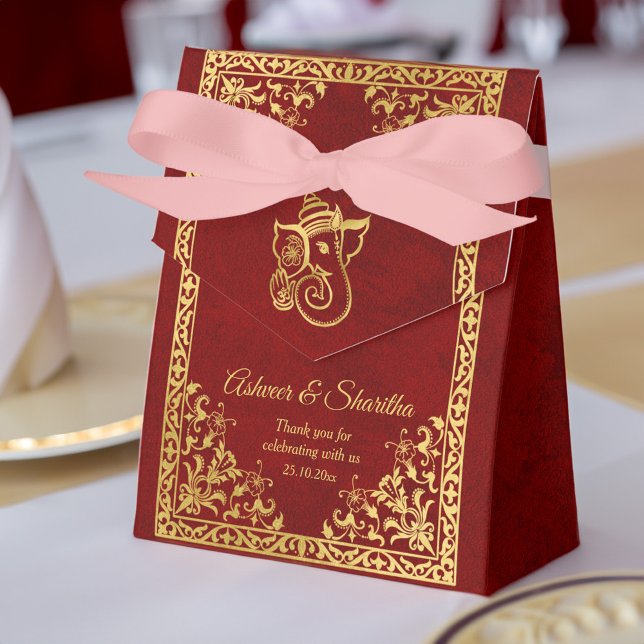 Maroon and gold Indian wedding elephant Favor Boxes (Maroon and gold Indian wedding elephant elegant Favor Boxes Indian wedding favors)