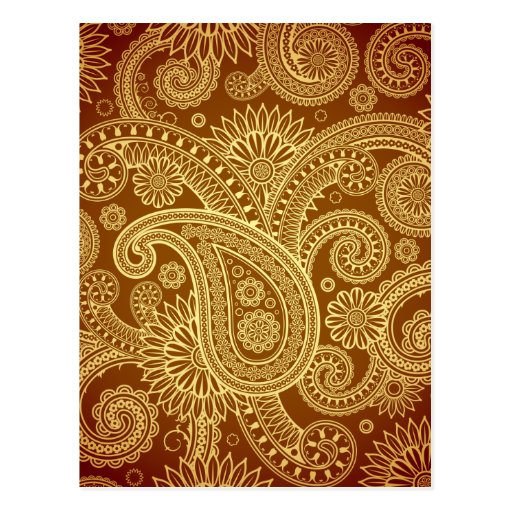 Maroon and gold paisley pattern.png postcard | Zazzle