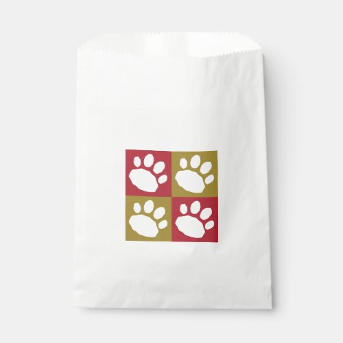 Maroon and Gold Paw Print Checkerboard Doggie Bag