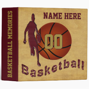 Maroon and Gold Personalized Basketball Binder