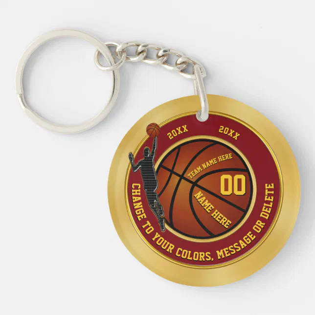 Maroon and Gold Personalized Basketball Keychains Zazzle