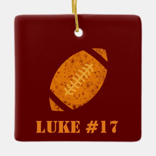 Maroon and Gold Personalized Football  Ceramic Orn Ceramic Ornament