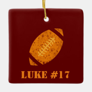 Maroon and Gold Personalized Football Ceramic Orn Ornament