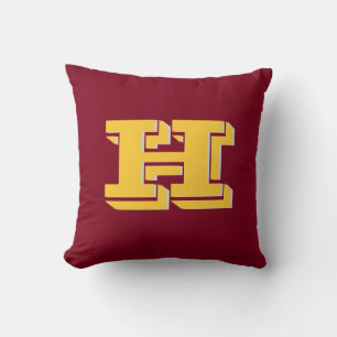 Maroon and Gold School Pride Color Style Monogram Throw Pillow