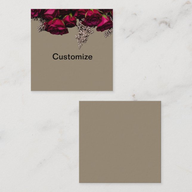 Maroon and Gray floral  Flat Note Card (Front/Back)
