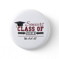 Maroon and Gray Graduation Button