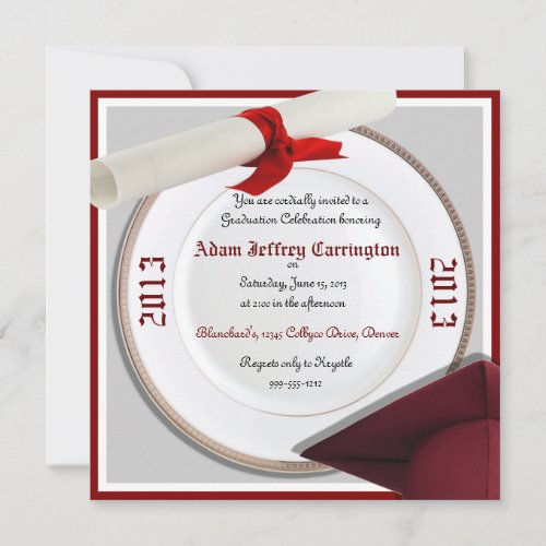 Maroon and Gray Graduation Party Invitations