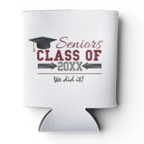 Maroon and Gray Graduation Photo Can Cooler