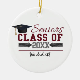 Maroon and Gray Graduation Photo Ornament