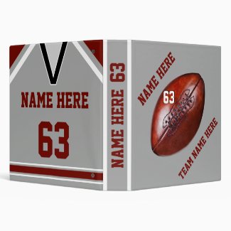 Maroon and Gray Personalized Football Binder