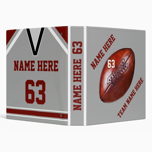 Maroon and Gray Personalized Football Binder (Background)