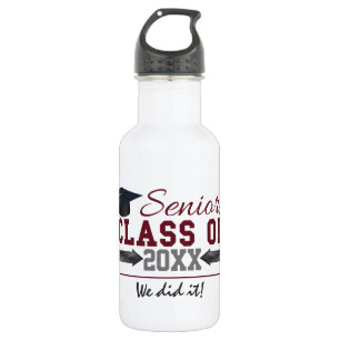 Maroon and Gray Typography Graduation Bottle