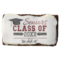 Maroon and Gray Typography Graduation Brownies