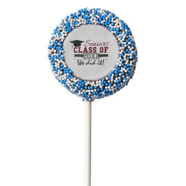 Maroon and Gray Typography Graduation Cake Pops Chocolate Dipped Oreo Pop