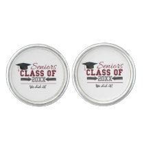 Maroon and Gray Typography Graduation Cuff Links